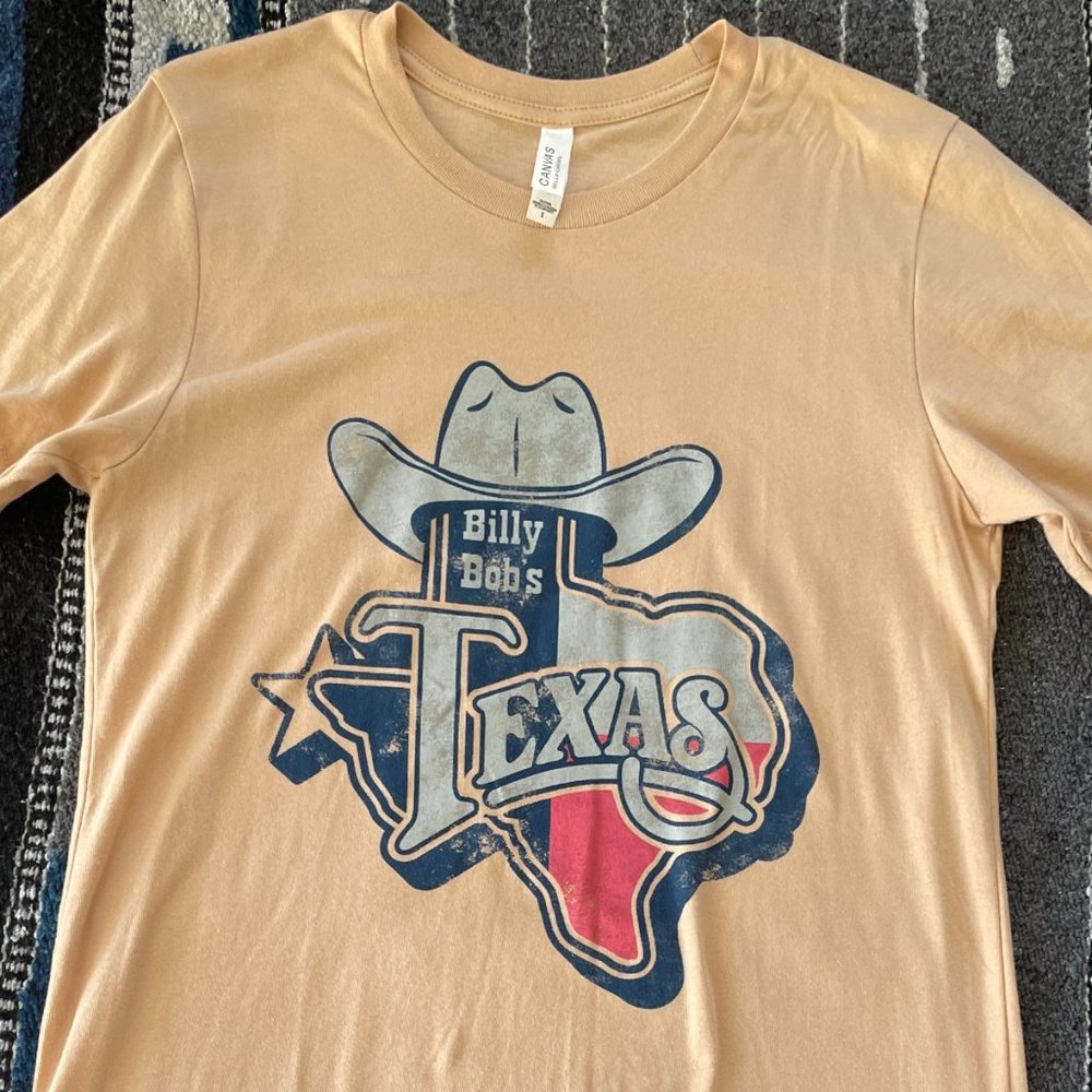Texas Billy Bobs T shirt State of TX Flag Cowboy Western 100% Cotton SMALL